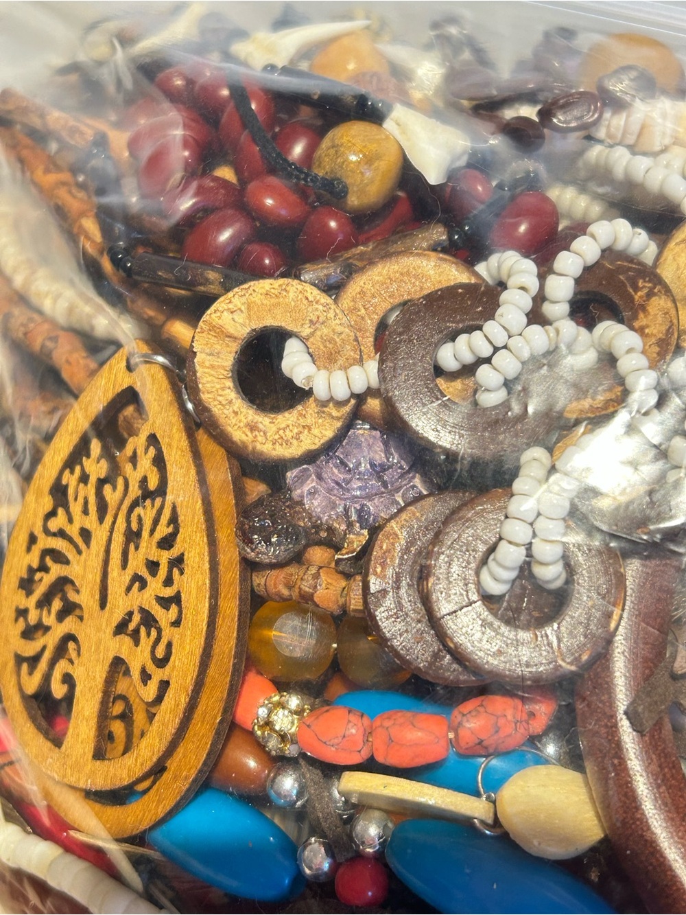 *Reserved*Mixed Wood & Shell Bead Jewelry Collection - Picture 4 of 9